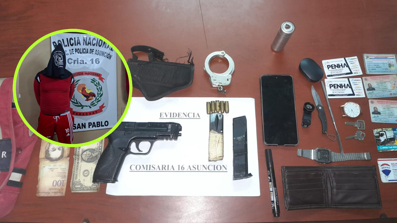 Detienen a hombre con orden de captura y le incautan una réplica de arma en Asunción